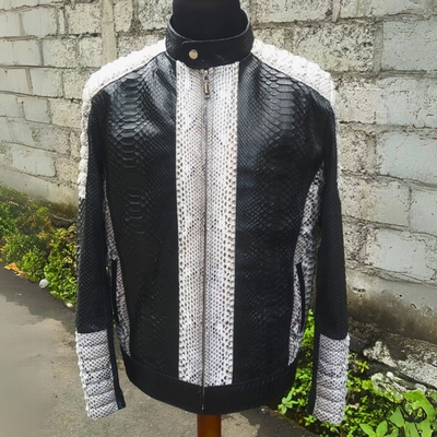 Cafe racer snakeskin leather jacket