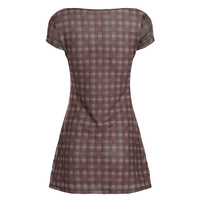 V-neck tie mesh short-sleeved dress - Thumbnail 2