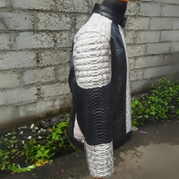 Cafe Racer Snakeskin Leather Jacket - Thumbnail 1