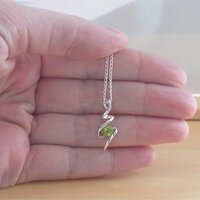 BOXED GIFT SET/Sterling Silver Peridot Squiggle Pendant & Chain/Peridot Necklace/Peridot Jewellery/Peridot Jewelry/Peridot Earrings/August - Thumbnail 4