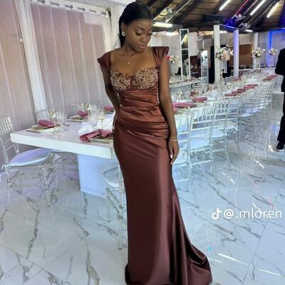 Brown prom dresses appliques evening gowns african girls formal party occasion gowns custom - Thumbnail 5