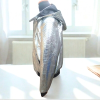 Snakeskin Leather Jackets with Hoodies - Thumbnail 3