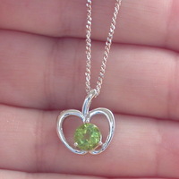 BOXED GIFT SET/Sterling Silver Peridot Apple Pendant & Chain/Peridot Necklace/Peridot Jewellery/Peridot Jewelry/Peridot Earrings/August - Thumbnail 3