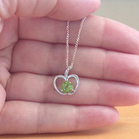BOXED GIFT SET/Sterling Silver Peridot Apple Pendant & Chain/Peridot Necklace/Peridot Jewellery/Peridot Jewelry/Peridot Earrings/August - Thumbnail 4