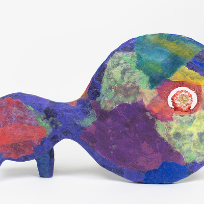 Original clay sculpture artwork - the animal basking in the moonlight [#ss25sc004] 2025