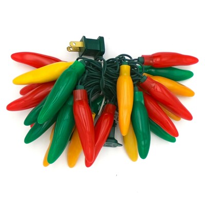 Chili pepper string lights - led 50 lights - fiesta style - mixed colors - recreation old styles free ship - usa made