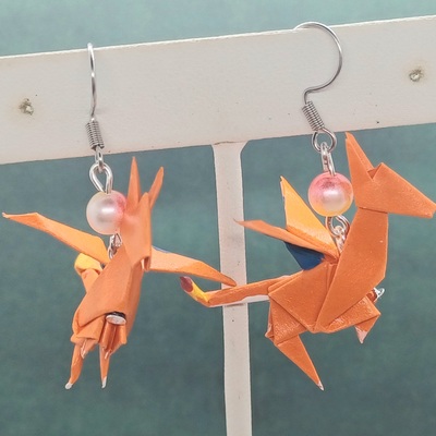 Origami earrings: charizard