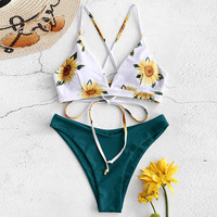 Sexy Sunflower Printed Bikini Set - Thumbnail 1