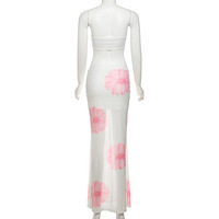 Fashionable sexy high waisted mesh printed skirt suit - Thumbnail 1