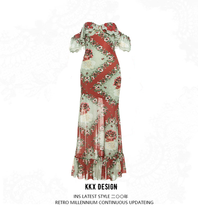 Fashion Print Sexy One-shoulder Dress