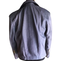 Rock Blue Snakeskin Motorcycle Leather Jacket - Thumbnail 3