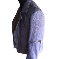 Rock Blue Snakeskin Motorcycle Leather Jacket - Thumbnail 1