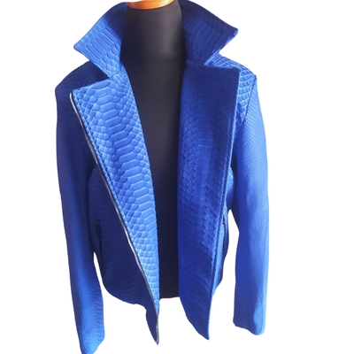 Light blue snakeskin motorcycle leather jacket