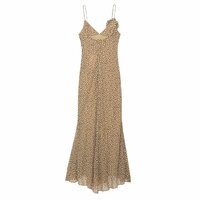 Fashionable flower-decorated polka dot maxi dress - Thumbnail 1