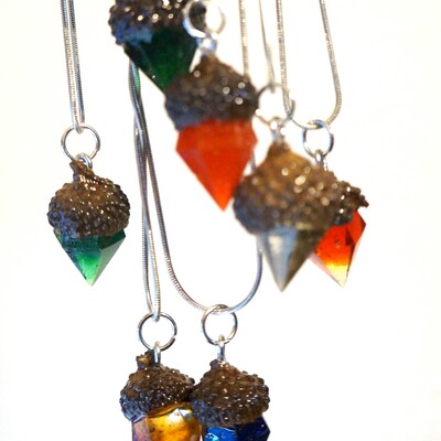 Crystal acorn mystery necklaces