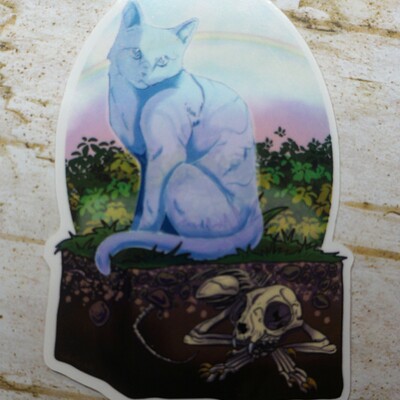 Rainbow bridge cat sticker