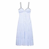 Temperamental and fashionable striped midi suspender dress - Thumbnail 2