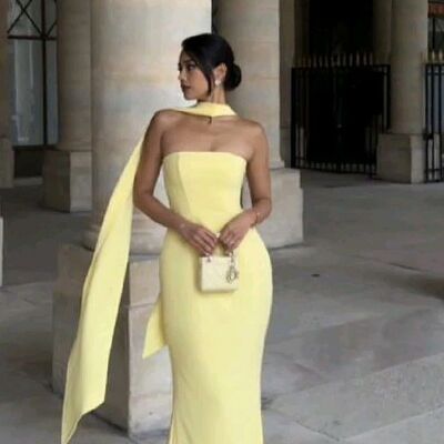 Yellow prom dresses sheath evening gowns formal party gowns - Thumbnail 2