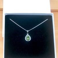 BOXED GIFT /Sterling Silver Peridot & Cz Pendant & Chain/Peridot Necklace/Peridot Jewellery/Peridot Jewelry/Peridot Earrings/August - Thumbnail 6