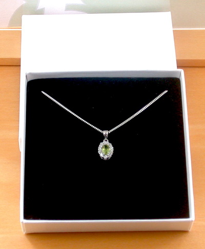  BOXED GIFT /Sterling Silver Peridot & Cz Pendant & Chain/Peridot Necklace/Peridot Jewellery/Peridot Jewelry/Peridot Earrings/August
