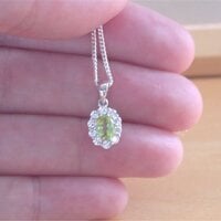  BOXED GIFT /Sterling Silver Peridot & Cz Pendant & Chain/Peridot Necklace/Peridot Jewellery/Peridot Jewelry/Peridot Earrings/August - Thumbnail 3