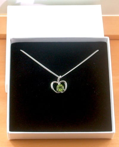 BOXED GIFT /Sterling Silver Peridot Apple Pendant & Chain/Peridot Necklace/Peridot Jewellery/Peridot Jewelry/Peridot Earrings/August