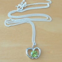BOXED GIFT /Sterling Silver Peridot Apple Pendant & Chain/Peridot Necklace/Peridot Jewellery/Peridot Jewelry/Peridot Earrings/August - Thumbnail 2