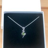 BOXED GIFT /Sterling Silver Peridot Squiggle Pendant & Chain/Peridot Necklace/Peridot Jewellery/Peridot Jewelry/Peridot Earrings/August - Thumbnail 7