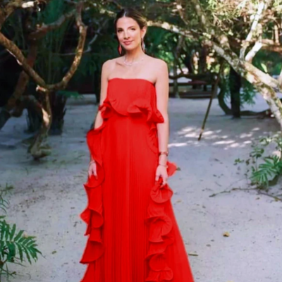 Beautiful strapless a line red ruffled prom dresses - Thumbnail 2