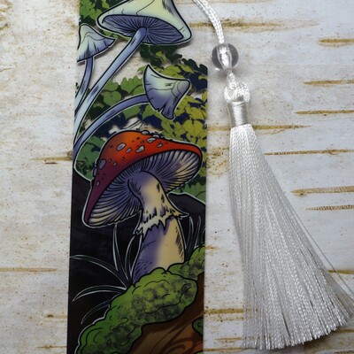 Mushroom old growth clear bookmark 