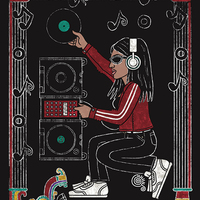 AP Lady DJ Black T-Shirt - Thumbnail 1