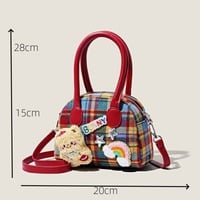 Cute Plaid Handbag Crossbody Bag - Thumbnail 3
