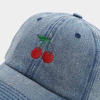 Cherry Embroidery Denim Baseball Cap - Thumbnail 6
