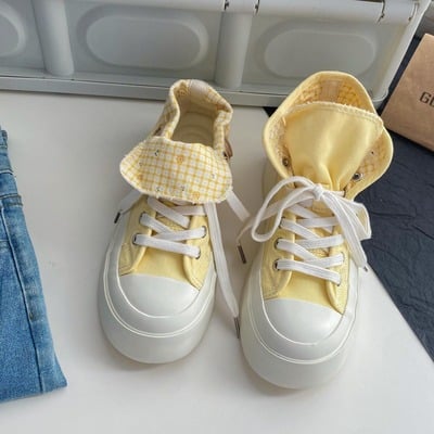 Butter yellow platform canvas shoes