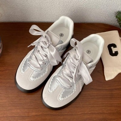 Silver lace casual sneakers