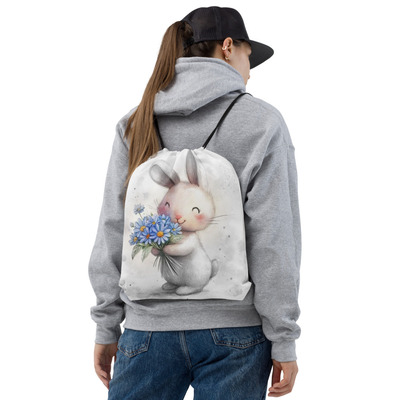 Somebunny loves you. drawstring bag