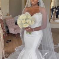 Simple Mermaid Wedding Dress, Satin Bridal Dress Bridal Gown - Thumbnail 1