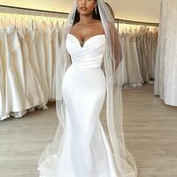 Simple Mermaid Wedding Dress, Satin Bridal Dress Bridal Gown - Thumbnail 2