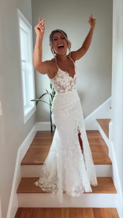 Simple Sheath Wedding Dress, Lace Bridal Dress Bridal Gown