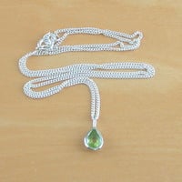 BOXED GIFT /Sterling Silver Peridot Teardrop Pendant & Chain/Peridot Necklace/Peridot Jewellery/Peridot Jewelry/Peridot Earrings/August - Thumbnail 2