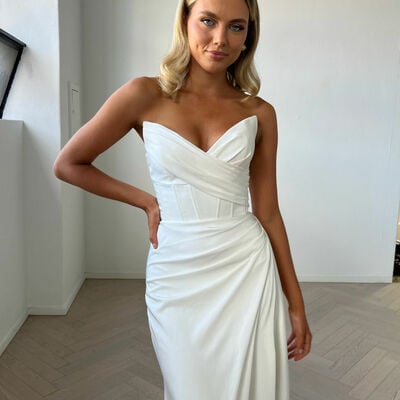 Simple sexy mermaid wedding dress, satin bridal dress bridal gown