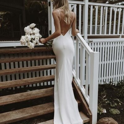 Sexy mermaid wedding dress, backless bridal dress bridal gown