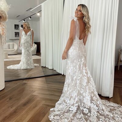 Sexy mermaid wedding dress, lace bridal dress bridal gown