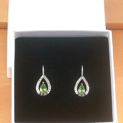 Boxed gift/sterling silver peridot hook earrings/peridot drop earrings/peridot earrings/peridot jewellery/peridot jewelry/august birthstone/uk