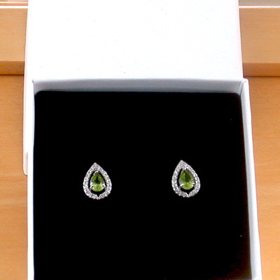 Boxed gift/sterling silver peridot & cz earrings/sterling silver peridot earrings uk/peridot jewellery/peridot jewellery/peridot jewelry