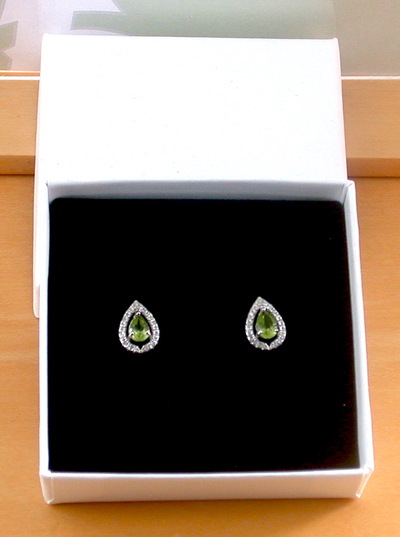 BOXED GIFT/Sterling Silver Peridot & Cz Earrings/Sterling Silver Peridot Earrings UK/Peridot Jewellery/Peridot Jewellery/Peridot Jewelry