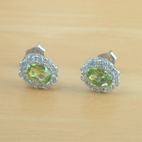 BOXED GIFT/925 Peridot & Cz Stud Earrings/Silver Peridot Stud Earrings/August Birthstone /Peridot Jewellery/Peridot Jewelry/Peridot Jewelery - Thumbnail 1