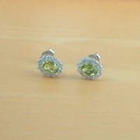 BOXED GIFT/925 Peridot & Cz Stud Earrings/Silver Peridot Stud Earrings/August Birthstone /Peridot Jewellery/Peridot Jewelry/Peridot Jewelery - Thumbnail 3