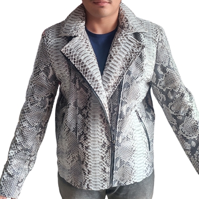 Grey snakeskin motorcycle leather jacket
