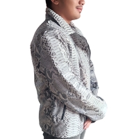 Grey Snakeskin Motorcycle Leather Jacket - Thumbnail 1